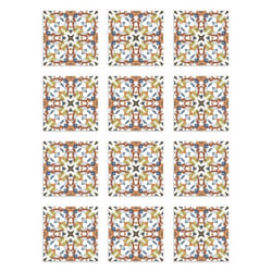 Panorama Stickers Carrelage Adhésif Cuisine - 72 Pièces 10x10cm Tuile Hydraulique Type Oriental Original - Adhésif Vinyle Carreaux