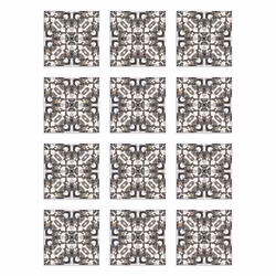 Panorama Stickers Carrelage Adhésif Cuisine - 72 Pièces de 10x10 cm Style Hydraulique Oriental Gris - Adhésif Vinyle pour Car ...