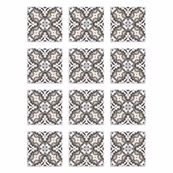 Panorama Stickers Carrelage Adhésif Cuisine - 48 Pièces de 15x15 cm Hydraulique Oriental Gris - Adhésif en Vinyle pour Carrea ...