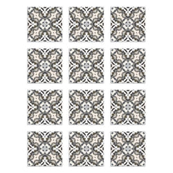 Panorama Stickers Carrelage Adhésif Cuisine - 48 Pièces de 15x15 cm Hydraulique Oriental Gris - Adhésif en Vinyle pour Carreaux