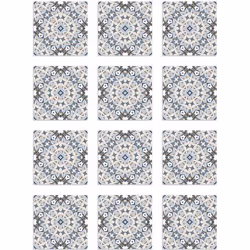 Panorama Stickers Carrelage Adhésif Cuisine - 72 Pièces de 10x10 cm Hydraulique Type Oriental Bleu - Adhésif en Vinyle pour