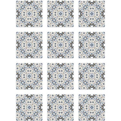 Panorama Stickers Carrelage Adhésif Cuisine - 72 Pièces de 10x10 cm Hydraulique Type Oriental Bleu - Adhésif en Vinyle pour