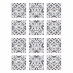 Panorama Stickers Carrelage Adhésif Cuisine - 24 Pièces de 20x20 cm Hydraulique Type Oriental Bleu - Adhésif en Vinyle pour