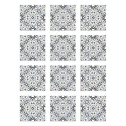 Panorama Stickers Carrelage Adhésif Cuisine - 24 Pièces de 20x20 cm Hydraulique Type Oriental Bleu - Adhésif en Vinyle pour