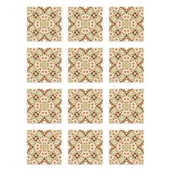 Panorama Stickers Carrelage Adhésif Cuisine - 24 Pièces de 20x20 cm Hydraulique Type Oriental Orange - Adhésif Vinyle pour Carreaux