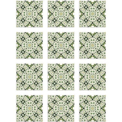 Panorama Stickers Carrelage Adhésif Cuisine - 72 Pièces de 10x10 cm Hydraulique Type Oriental Vert - Adhésif en Vinyle pour