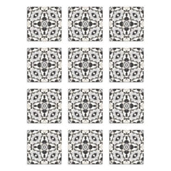 Panorama Stickers Carrelage Adhésif Cuisine - 72 Pièces de 10x10 cm Tuile Kaléidoscope Oriental Gris - Adhésif Vinyle pour Carreaux