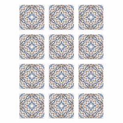 Panorama Stickers Carrelage Adhésif Cuisine - 48 Pièces de 15x15 cm Tuile Fleurie Orientale Bleu - Adhésif en Vinyle pour Car ...
