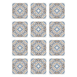Panorama Stickers Carrelage Adhésif Cuisine - 48 Pièces de 15x15 cm Tuile Fleurie Orientale Bleu - Adhésif en Vinyle pour Carreaux