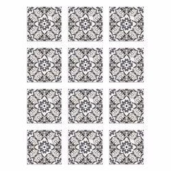 Panorama Stickers Carrelage Adhésif Cuisine - 72 Pièces de 10x10 cm Tuile Fleurie Orientale Gris - Adhésif en Vinyle pour Car ...