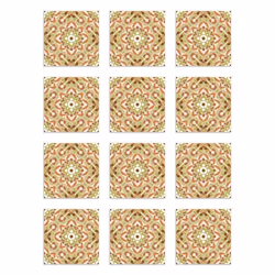 Panorama Stickers Carrelage Adhésif Cuisine - 24 Pièces de 20x20 cm Tuile Fleurie Orientale Orange - Adhésif en Vinyle pour