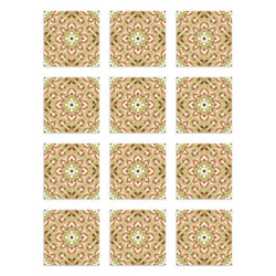 Panorama Stickers Carrelage Adhésif Cuisine - 24 Pièces de 20x20 cm Tuile Fleurie Orientale Orange - Adhésif en Vinyle pour