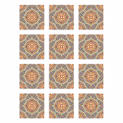 Panorama Stickers Carrelage Adhésif Cuisine - 72 Pièces de 10x10 cm Tuile Fleurie Orientale Original - Adhésif Vinyle pour Ca ...