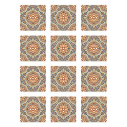 Panorama Stickers Carrelage Adhésif Cuisine - 24 Pièces de 20x20 cm Tuile Fleurie Orientale Original - Adhésif Vinyle pour Carreaux