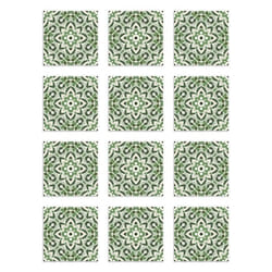 Panorama Stickers Carrelage Adhésif Cuisine - 72 Pièces de 10x10 cm Tuile Fleurie Orientale Vert - Adhésif en Vinyle pour Carreaux