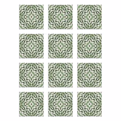 Panorama Stickers Carrelage Adhésif Cuisine - 48 Pièces de 15x15 cm Tuile Fleurie Orientale Vert - Adhésif en Vinyle pour Car ...