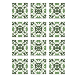 Panorama Stickers Carrelage Adhésif Cuisine - 48 Pièces de 15x15 cm Mosaïque Hydraulique Orientale Vert - Adhésif en Vinyle