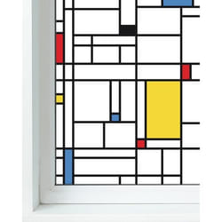 Panorama Film de Fenêtre Mondrian 39x100 cm - Film Fenetre Vitre - Film Fenêtre Autocollant - Adhesif Film Electrostatique Vitre