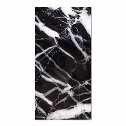 Tapis Vinyle Panorama Marbre Noir 40x80 cm - Tapis pour Cuisine Bureau et Salon en PVC