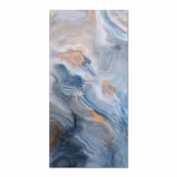 Tapis Vinyle Panorama Marbre Bleu et Orange 80x150 cm - Tapis pour Cuisine Bureau et Salon en PVC