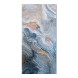 Tapis Vinyle Panorama Marbre Bleu et Orange 80x150 cm - Tapis pour Cuisine Bureau et Salon en PVC