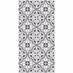 Tapis Vinyle Panorama Carreaux Ciments Fleur Gris 40x80 cm - Tapis pour Cuisine Bureau et Salon en PVC