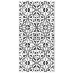 Tapis Vinyle Panorama Carreaux Ciments Fleur Gris 80x300 cm - Tapis pour Cuisine Bureau et Salon en PVC