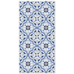 Tapis Vinyle Panorama Carreaux Ciments Fleur Bleu 60x110 cm - Tapis pour Cuisine Bureau et Salon en PVC