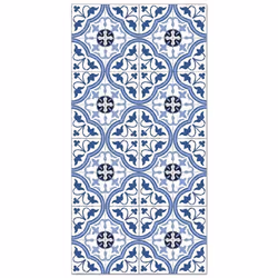 Tapis Vinyle - Panorama - Carreaux Ciments Fleur - Bleu - 80x200 cm - Résistant Intérieur/Extérieur