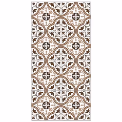 Tapis Vinyle Panorama Carreaux Ciments Fleur Brun 40x80 cm - Tapis pour Cuisine Bureau et Salon en PVC