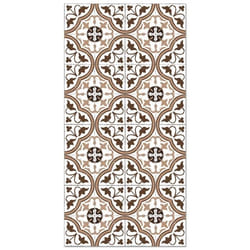 Tapis Vinyle Panorama Carreaux Ciments Fleur Brun 60x110 cm - Tapis pour Cuisine Bureau et Salon en PVC
