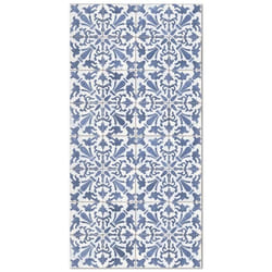 Tapis Vinyle Panorama Carreaux Ciments Géométrique Bleu 80x150 cm - Tapis pour Cuisine Bureau et Salon en PVC
