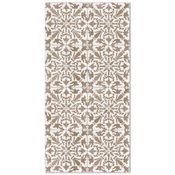 Tapis Vinyle Panorama Carreaux Ciments Géométrique Brun 60x250 cm - Tapis pour Cuisine Bureau et Salon en PVC