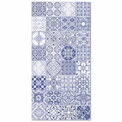 Tapis Vinyle Panorama Carreaux Ciments Jaen Bleu 40x80 cm - Tapis pour Cuisine Bureau et Salon en PVC