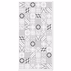 Tapis Vinyle Panorama Carreaux Ciments Love Gris 120x160 cm - Tapis pour Cuisine Bureau et Salon en PVC