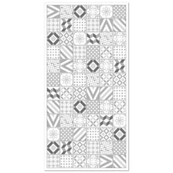 Tapis Vinyle Panorama Carreaux Ciments Love Gris 120x160 cm - Tapis pour Cuisine Bureau et Salon en PVC