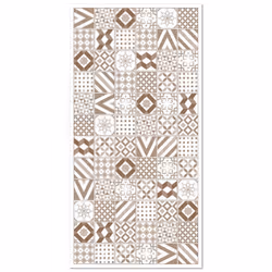 Tapis Vinyle Panorama Carreaux Ciments Love Brun 40x80 cm - Tapis pour Cuisine Bureau et Salon en PVC