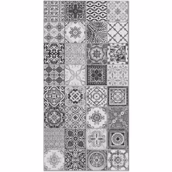 Tapis Vinyle Panorama Carreaux Ciments Nijar Gris 40x80 cm - Tapis pour Cuisine Bureau et Salon en PVC