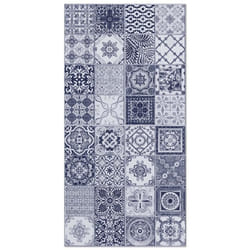Tapis Vinyle Panorama Carreaux Ciments Nijar Bleu 40x80 cm - Tapis pour Cuisine Bureau et Salon en PVC