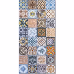 Tapis Vinyle Panorama Carreaux Ciments Nijar Original 40x80 cm - Tapis pour Cuisine Bureau et Salon en PVC