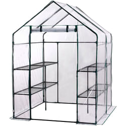 Gardiun - Serre de Jardin PVC/Acier New Leaf 4 Étagères 143x143x195 cm Vert Fermeture Éclair