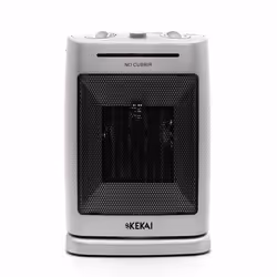 Chauffage céramique pivotant KEKAI - Little Silver - 1500W - Blanc/Gris - 20x15x30 cm