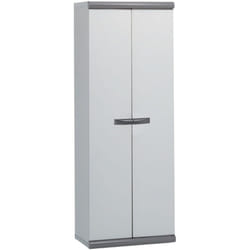 Armoire Multifonction de Jardin en Résine Coimbra 2 Gardiun 62,5x39x169 cm avec 2 Portes et 3 Étagères Réglables en Hauteur Couleur Gris