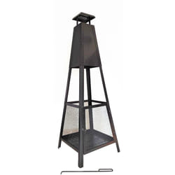 Kekai - Cheminée Brasero Usage Extérieur Akita Totem 40x40x140 cm Design Pyramidale en Acier et Tisonnier