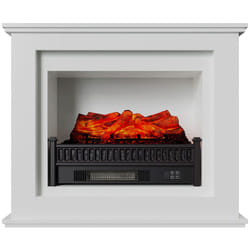 Cheminée Électrique Cadre Blanc et Radiateur Mural 2000W Kekai Bairon 90x30x75 cm Effet Feu à 3 Niveaux et Télécommande
