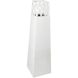 Cheminée Bioéthanol sur Pied Kekai Mauna Loa 40x40x145 cm Brûleur en Acier Inoxydable et Étouffoir, Couleur Blanc