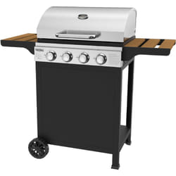 Kekai - Barbecue à Gaz Portable Fort Peck 118,5x57,5x104,5 cm de 12 kW avec 4 Brûleurs, Thermomètre, Tables Latérales et Roulettes