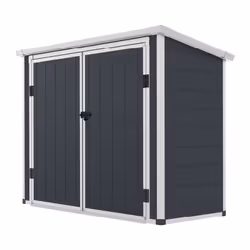 Cet abri en résine au design attrayant peut être utilisé pour protéger et ranger les petits articles de jardin et autres obje ...