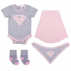 Ensemble body, jupe, chaussette et bavoir bébé fille Cerda DC Superhero Girls - 6/12 mois