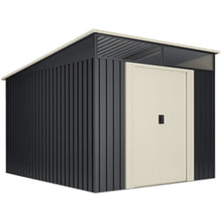 Abri de jardin en metal 7,6 m2 Wasabi Stark - Lucarne - Double porte coulissante - Anthracite beige - Stockage extérieur - 238x322x202cm